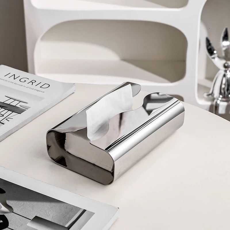 Stainless Steel Mirror Tissue Box Rectangar Napkin Dispenser Desktop Paper Storage Box Ins Style Desktop Art Tissue Box He Furnishings Y251112