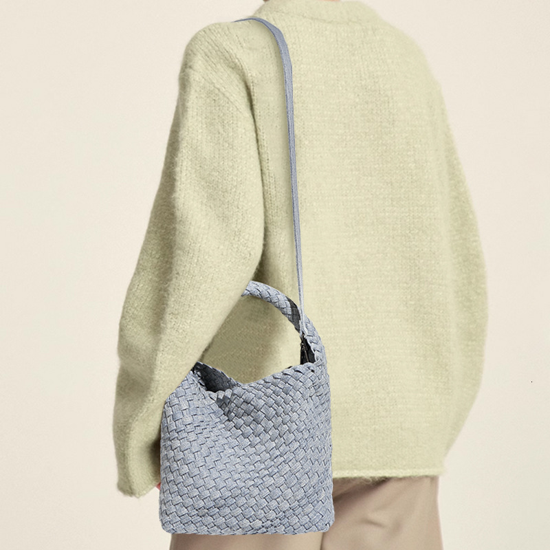 Woven Bags For Women Fashion Denim Mother And Child Bag Designer One Shoulder Crossbody Handbags Vegetable Basket
