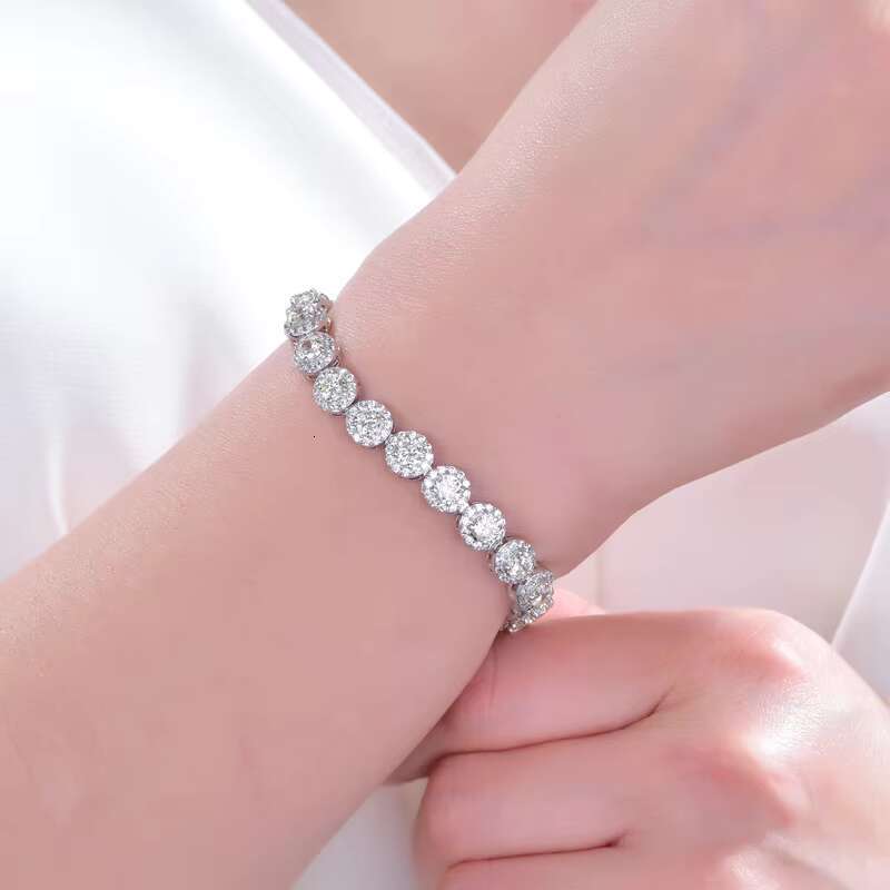 Kirin Jewelry Moissanite Tennis Bracelet 925 Silver Moissanite Chain Hip-Hop Tennis Chain