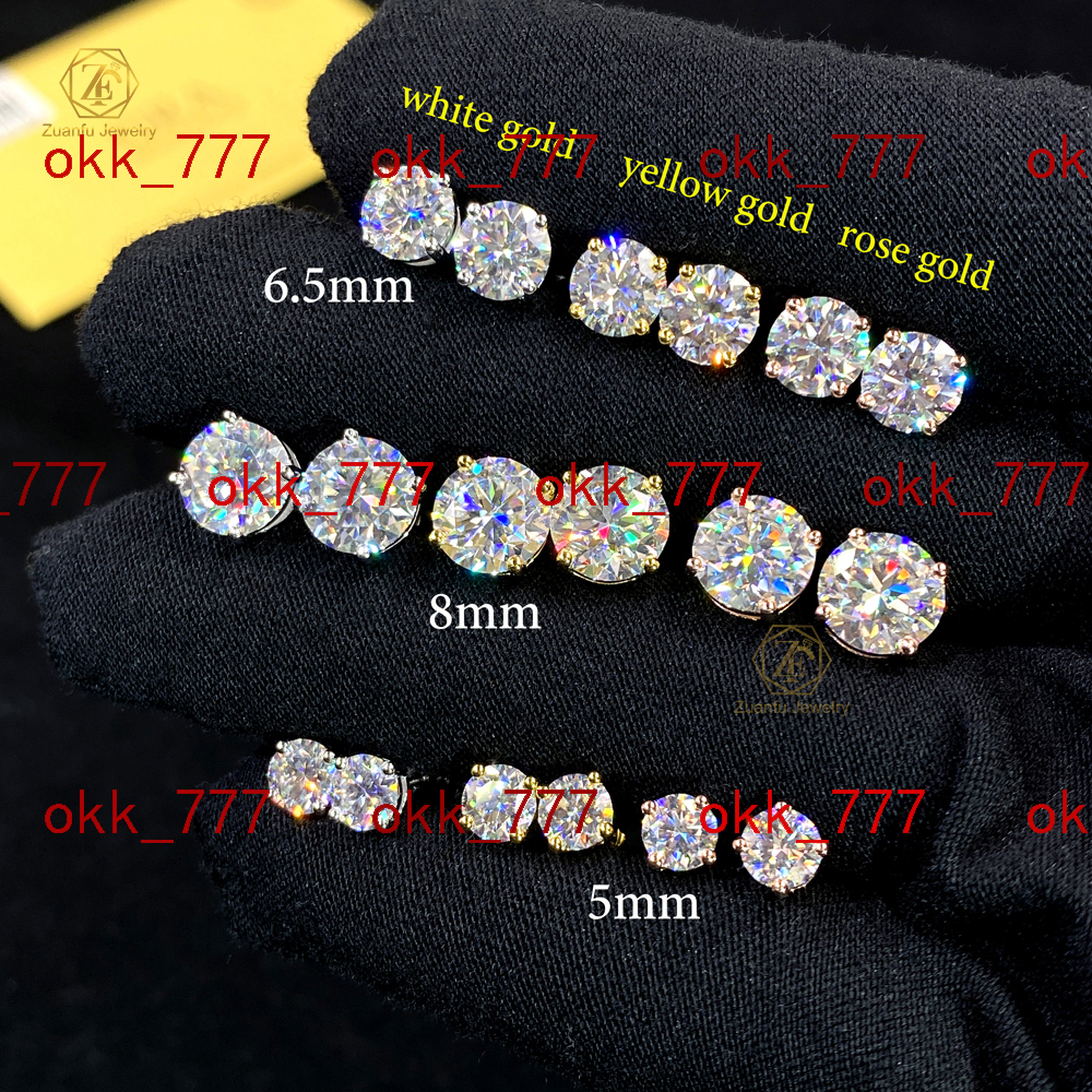 Wholesale VVS1 0.5ct 1.0ct 2.0ct 925 Sterling Silver Diamond Men Earring Moissanite Wedding Stud Earrings for Women Gifts