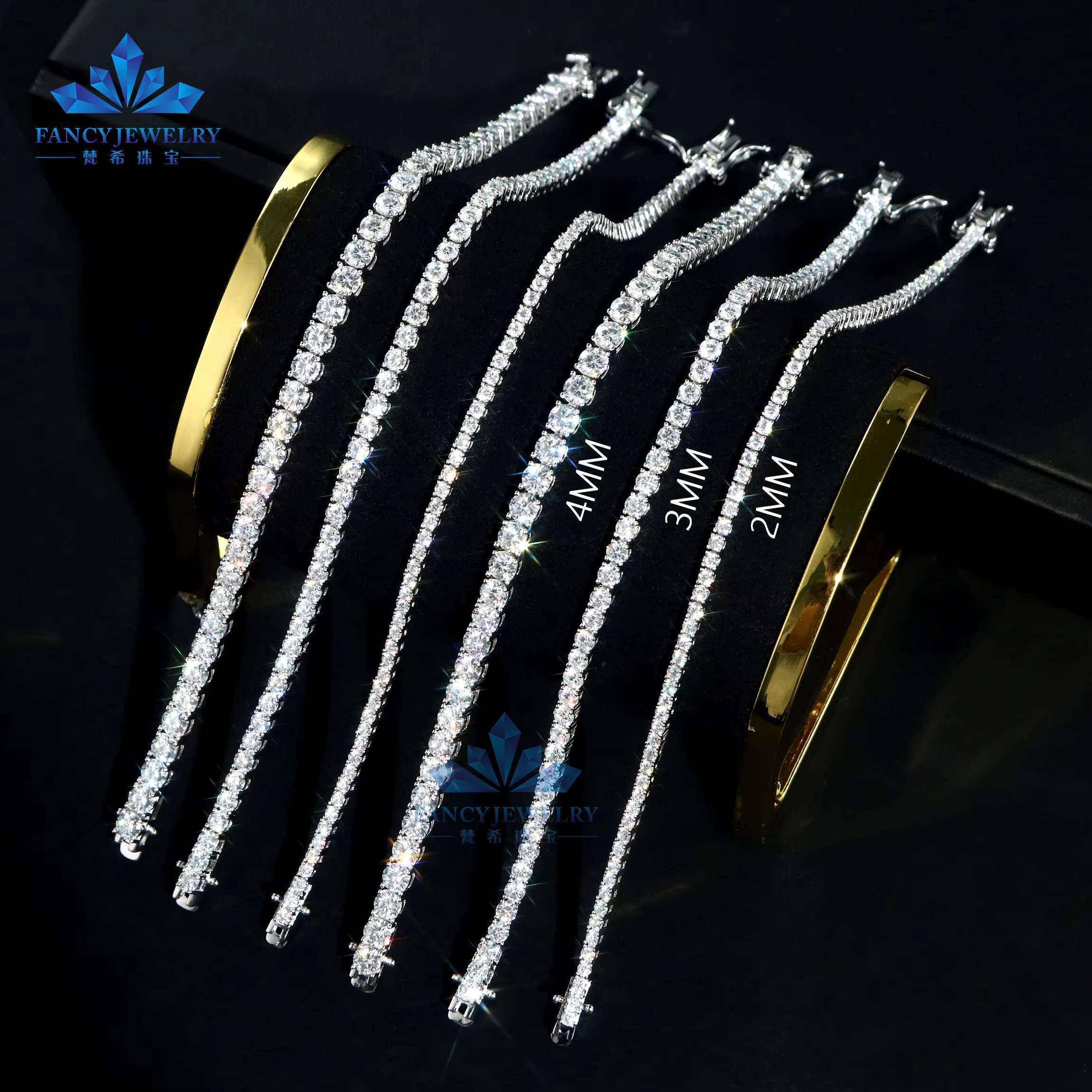 Custom Fine Jewelry Real Gold Iced Out Lab Grown Diamond Tennis Bracelet with GRC Certificate 10K/14K White Gold