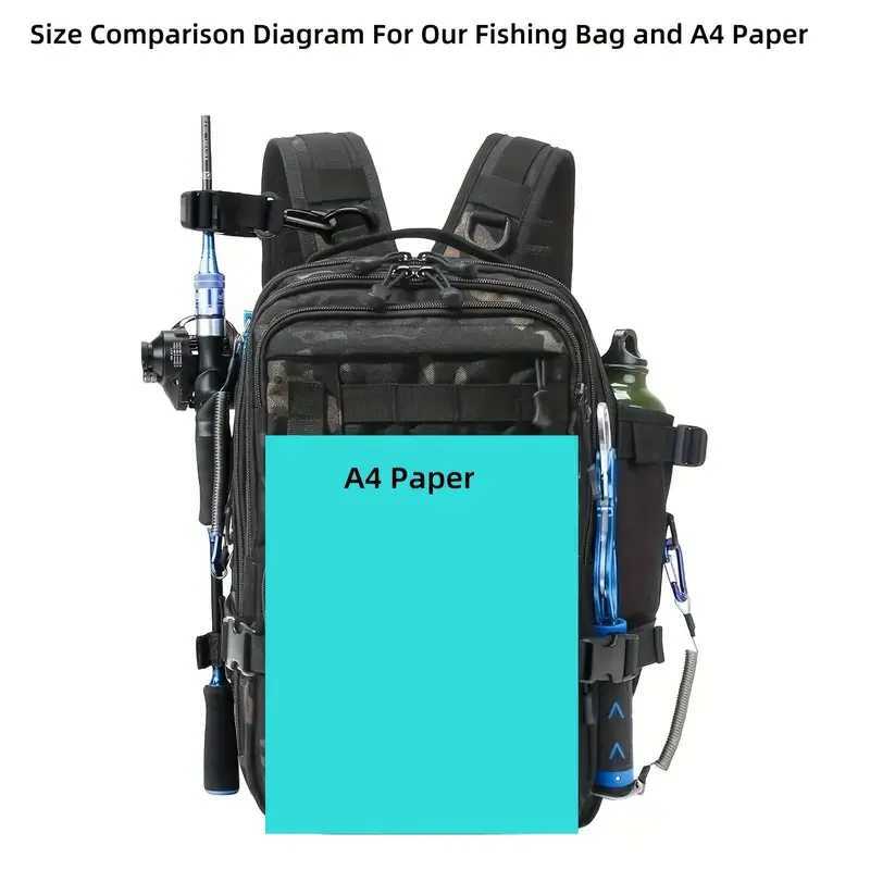 1000D Nylon Waterproof Fishing Backpack Fishing Tackle Storage Bag Double Shoulder Sling Bag for Outdoor Fishing Hunting Hiking Z250411