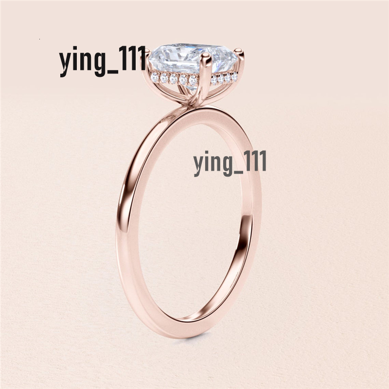 Jewelry 14K Solid Gold Solitaire Radiant Lab Diamond Ring IGI Certificate D VS1 Engagement Womens Gold Ring Platinum 18K Available Wedding Ring