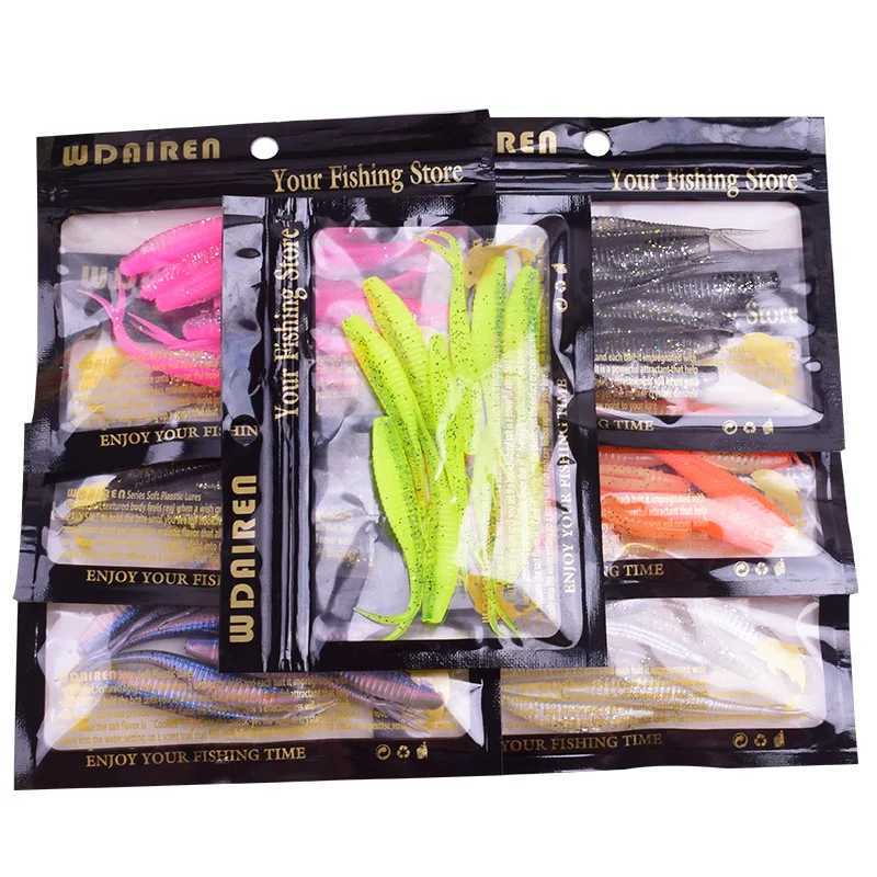 10pcs/Lot Fishing Fork Tail Soft Bait 70mm 1.8g Jigging Wobblers Artificial Baits Rubber for Bass Carp Fishing Lures Swimbaits Z250411