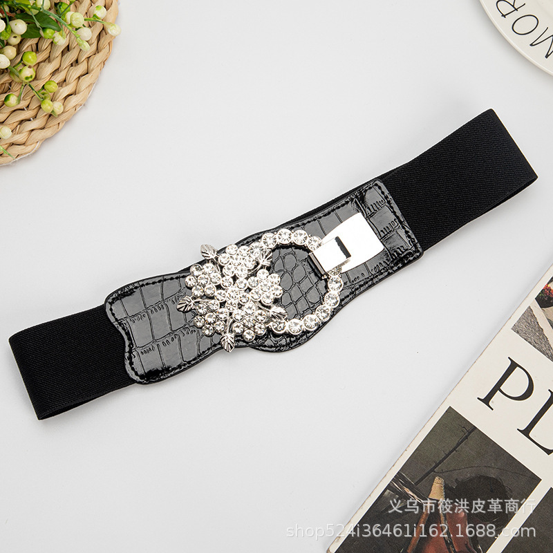 Down jacket belt, women's belt with dia waist, wide decorative skirt, elastic rhie outer waistband, black waist seal
