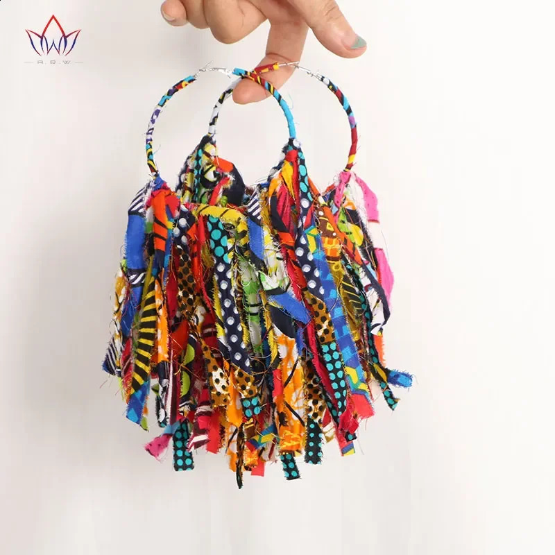 African Fabric Earrings Handmade Earrings With Tassels For Women African Print Ankara Big Oversized Earrings WYB1198 250411