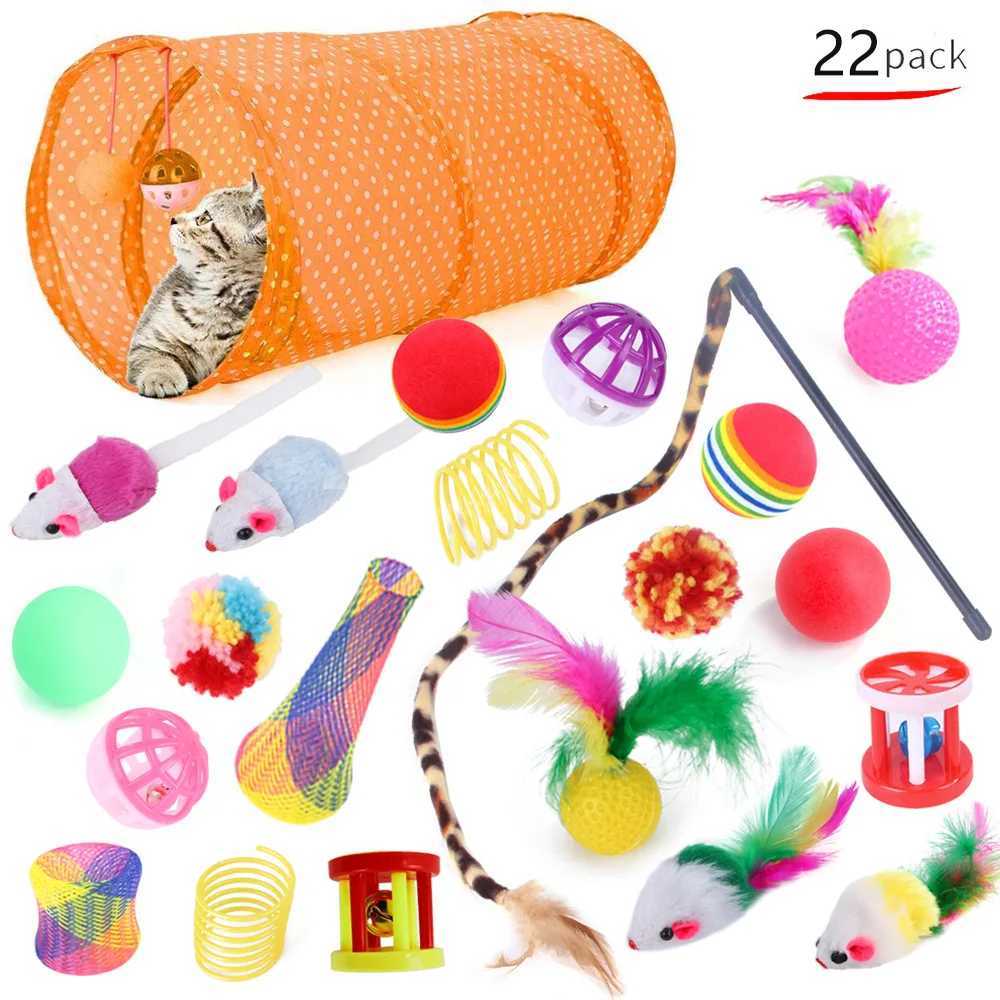 A set of 22 cat toy kits mouse shaped ball shaped cats pet loving toys cat channels interesting cat sticks mouse supplies value bundling Y250412