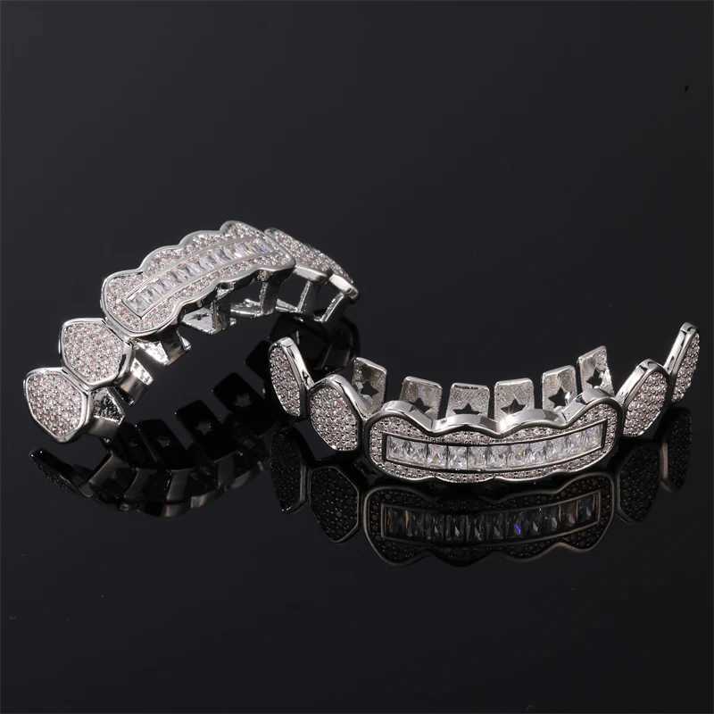 Full CZ bagels stone teeth Grillz hat cubic zirconia ice out micro paving mens and womens jewelry charming grill W250412
