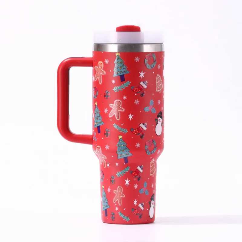 Christmas 5D Creative 40oz Christmas Car Cup 304 Stainless Steel Straw Insulated Ice Cup Wholesale Y251112