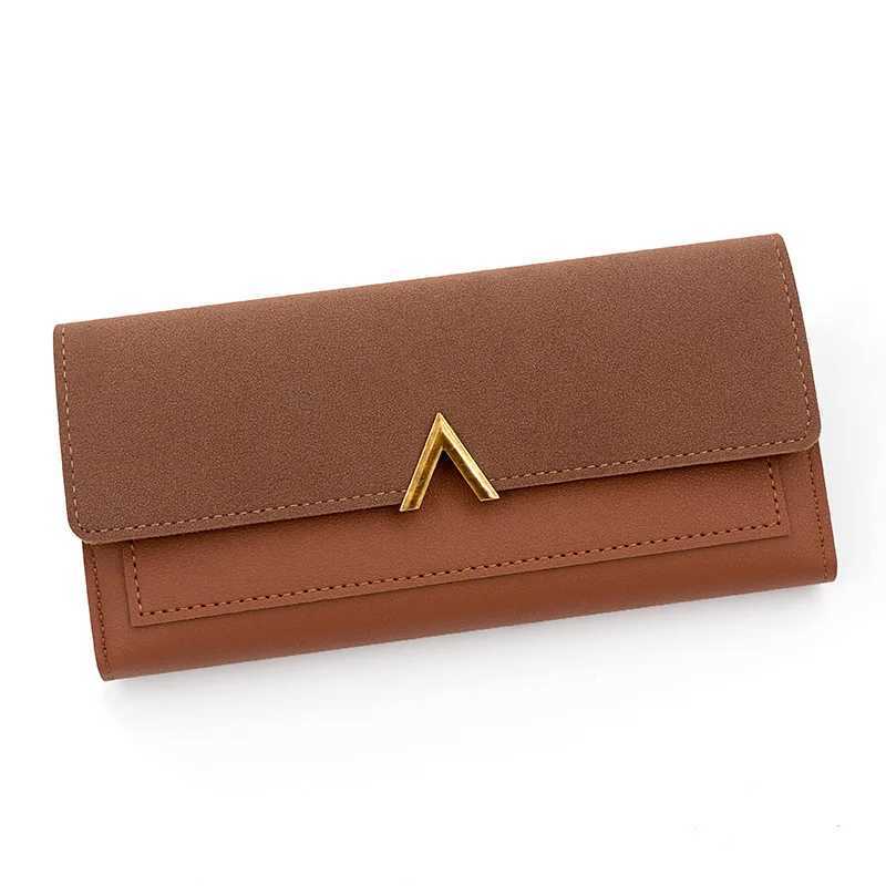 Korean version womens long V-shaped three fold womens wallet handheld bag card exchange bag Z250411