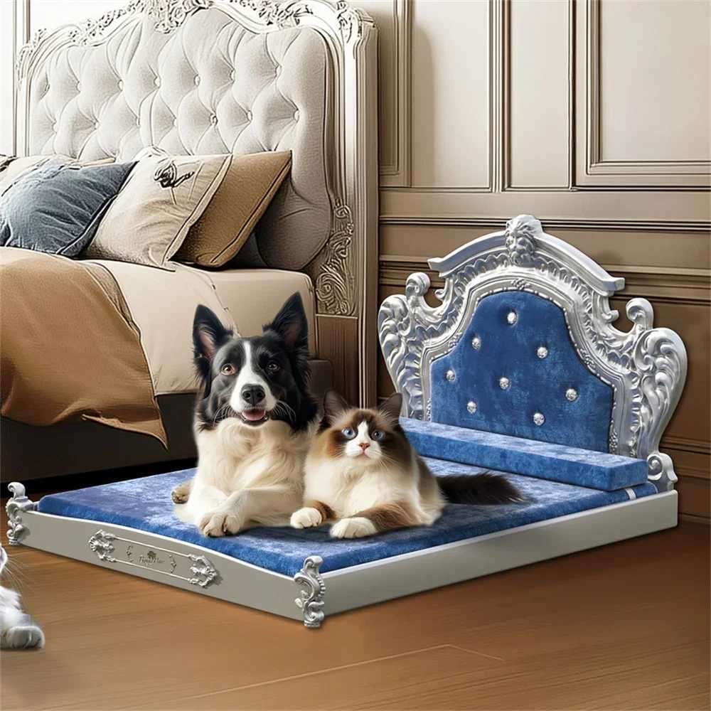 Amazing large dog bed with top plate soft Dutch velvet pet sofa bed high frame pet lounge bed suitable for medium-sized large dogs X250412