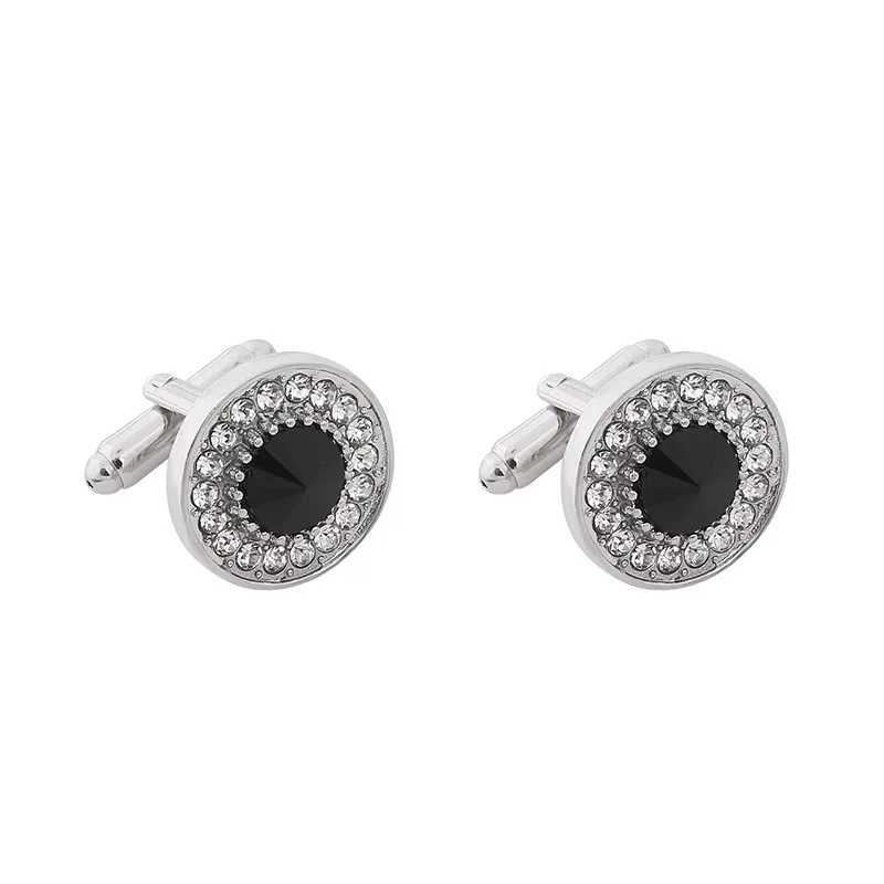 Shining black crystal mens business suit cufflinks shirt sleeve buttons wedding formal dress cufflinks mens best giftT250412