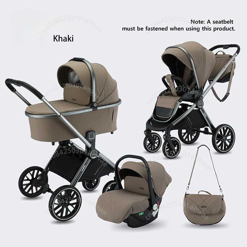 Three in one baby stroller with car seat two-way baby stroller lightweight high visibility foldable four wheeled baby stroller for newborns W250411
