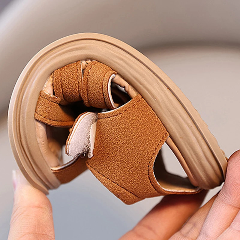 1-6 Years Children Summer Outdoor Beach Shoes Girls Princess Vintage Suede Sandals for Kids Boy 2025 Arrival Footwear I01121 250411