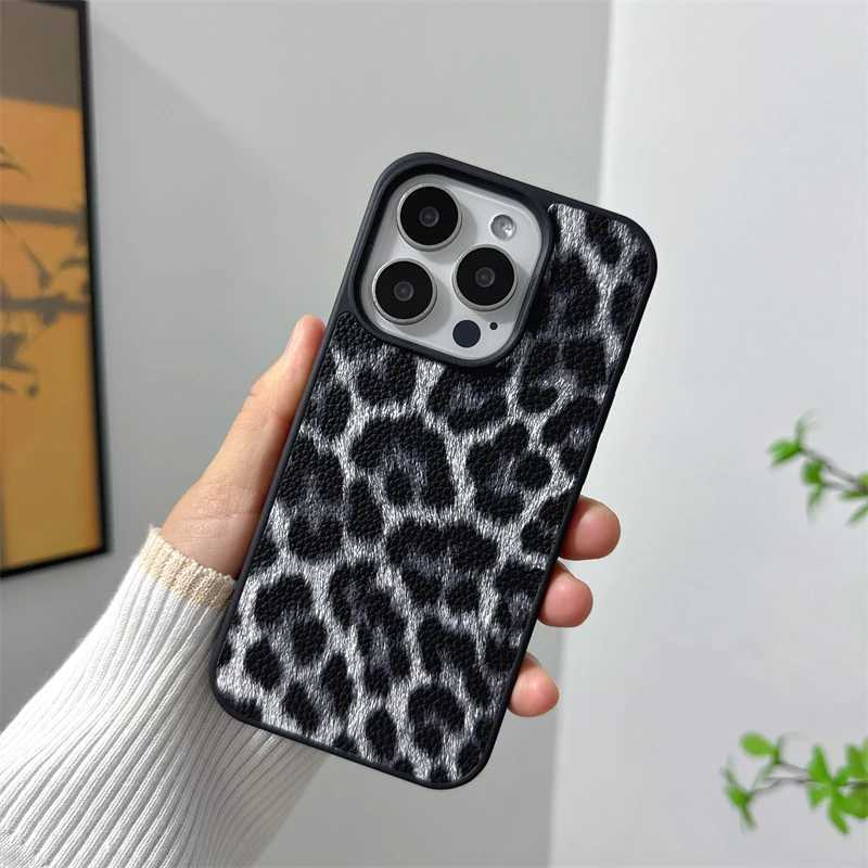 Luxury leopard print pattern PU leather Case for iPhone 16 15 14 Phone Cover 15 14 13 12 11 Pro MAX Hard Shockproof Back Funda K251111