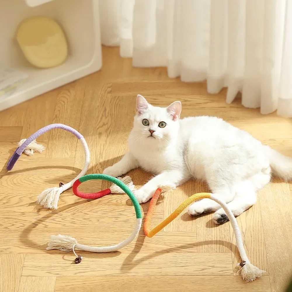 Cat Toys Interactive Plush Cotton Rope Toys Silver Vine Cat Teasing Toys Cleaning Mouth Cat Playing Toys Pet Supplies Accessories Y250412