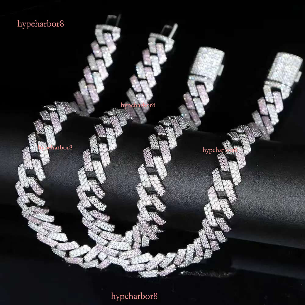 Iced Out Moissanite Chains Mens Hip Hop Jewelry Gold Necklace Bracelet Womens 20mm Miami Cuban k Chain