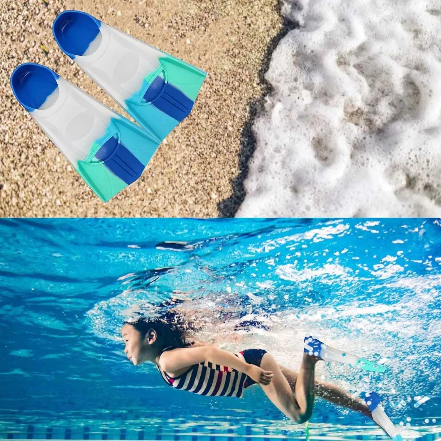 Easy to use silicone swimming fins for children - beginner friendly improving swimming speed comfortable fit suitable for swimming trainingY250412