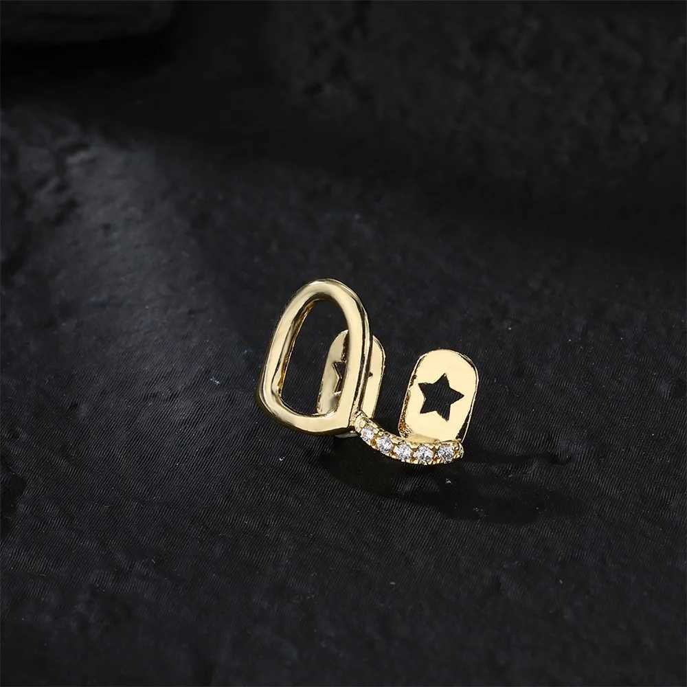 Hip hop fashion teeth hollow star single/double teeth grill jewelry unique teeth decoration role-playing decoration gift W250412