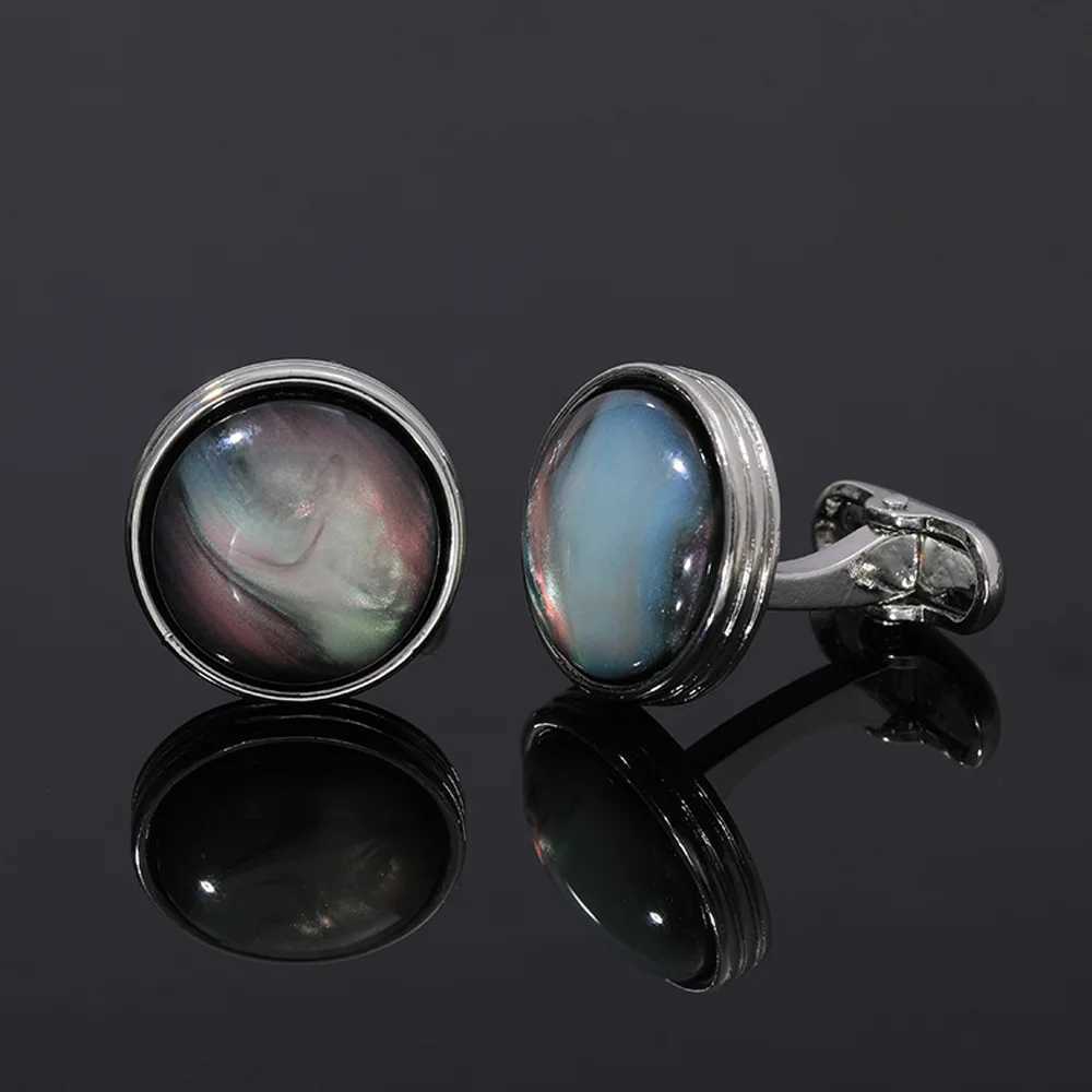 Mens Round Crystal Cufflinks Couple Wedding Party Business Set Cufflinks Luxury Shirt Sleeve Jewelry Fathers Day GiftT250412
