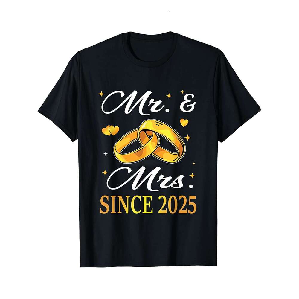 Designer T shirt Couple Anniversary Mr amp Mrs Since 2025 Marriage Wedding Just ,100% cotton, short sleeve , Wrinkle resistant, Casual, comfortable fi