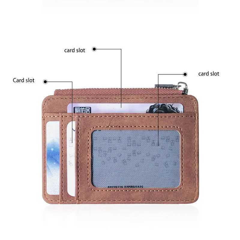 New simple mini mens leather wallet with coin pocket small card holder ultra-thin mens wallet used for bank card ID card cases Z250411