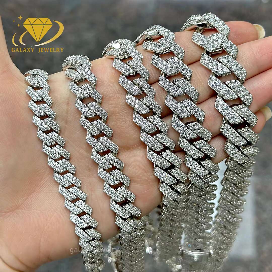 Hiphop Iced Out Cuban 1-3rows 6mm-20mm Bracelet Necklace Mens Jewelry GRA Certificate Custom Classic Prong Cuban Link Chain