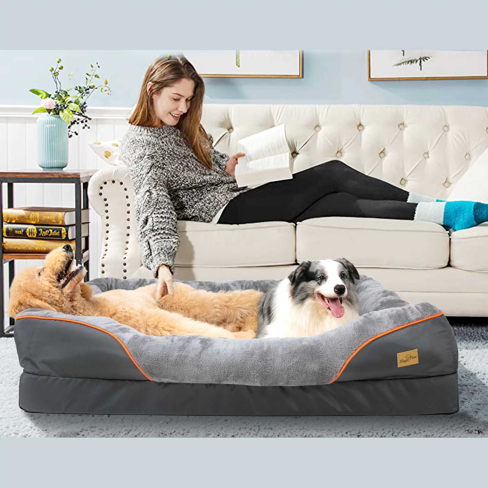 Big dog bed soft and comfortable anti allergic warm wool detachable washable lid waterproof pet bed X250412