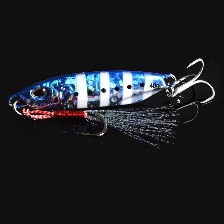 10PCS/lot Metal Cast Jigs Lure Spoon 10G - 30G 40G 50G Shore Casting Jigging Fish Sea Bass Fishing Lure Artificial Bait Tackle Z250411