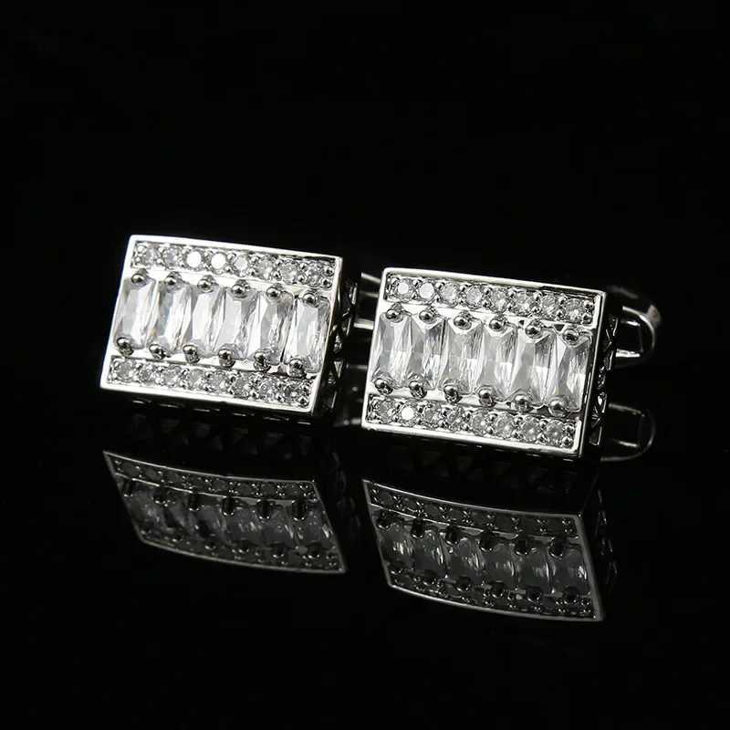 High quality mens cufflinks crystal rhinestone square French cufflinks luxury business wedding jewelry accessories giftsT250412
