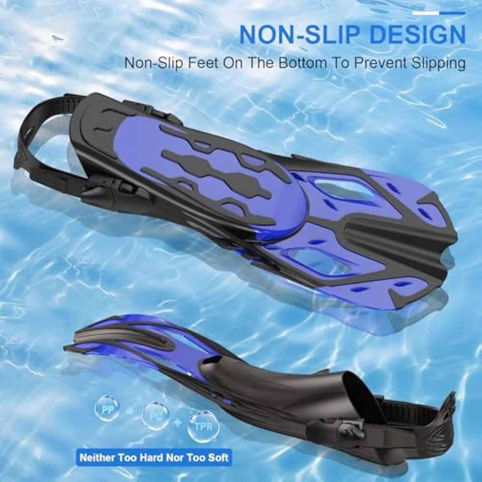Inflatable fins swimming fins adjustable buckle swimming flip cover short silicone adhesive lung diving shoes open heel travel size for beginnersY2504