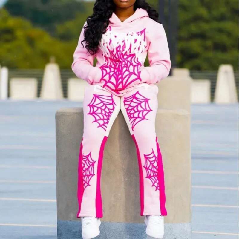 Aesthetic Y2k Cobweb Print Hoodies Women Autumn Winter Haruku Top Sweatshirt Men Gothic Hip Hop Oversized Jackets Streetwear