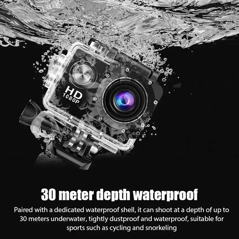 Full HD 1080P Waterproof Camera 20inch Camcord Sports DV Go Cam Pro Mini with Accessories 250408