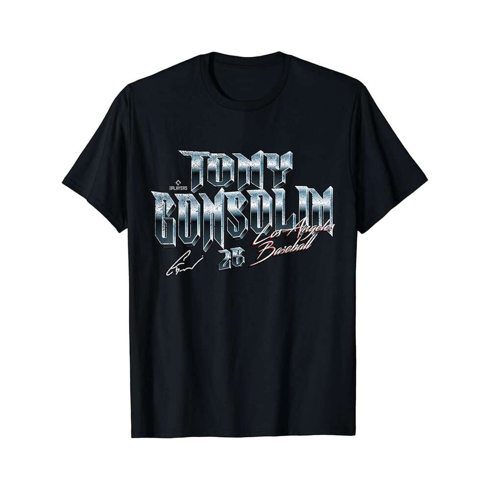 Designer T shirt Tony Gonsolin Los Angeles Baseball Heavy Metal MLBPA ,100% cotton, short sleeve , Wrinkle resistant, Casual, comfortable fit - 220 g 