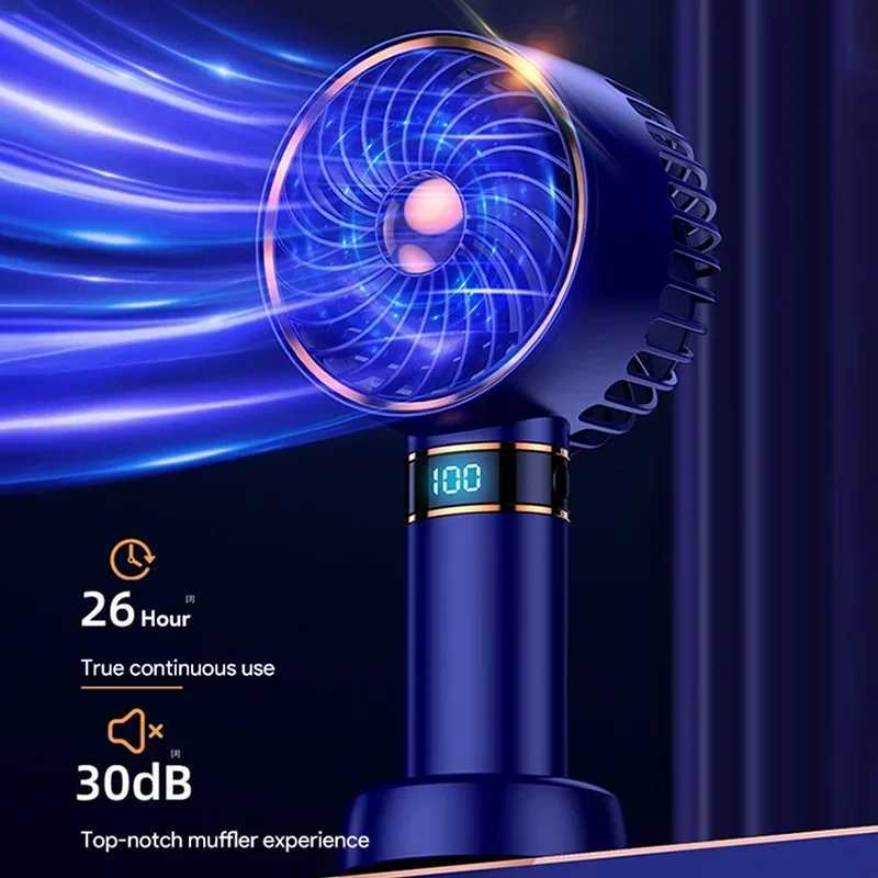 Charging 5000mAh portable fan handheld mini fan USB handheld small pocket fan with data display desk stand home air conditioner X250412
