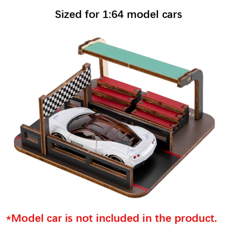 1:64 Racing Circuit DIY Assembled Scene, Exquisite Wooden Model for Car Enthusiasts, Customizable Display-S1002