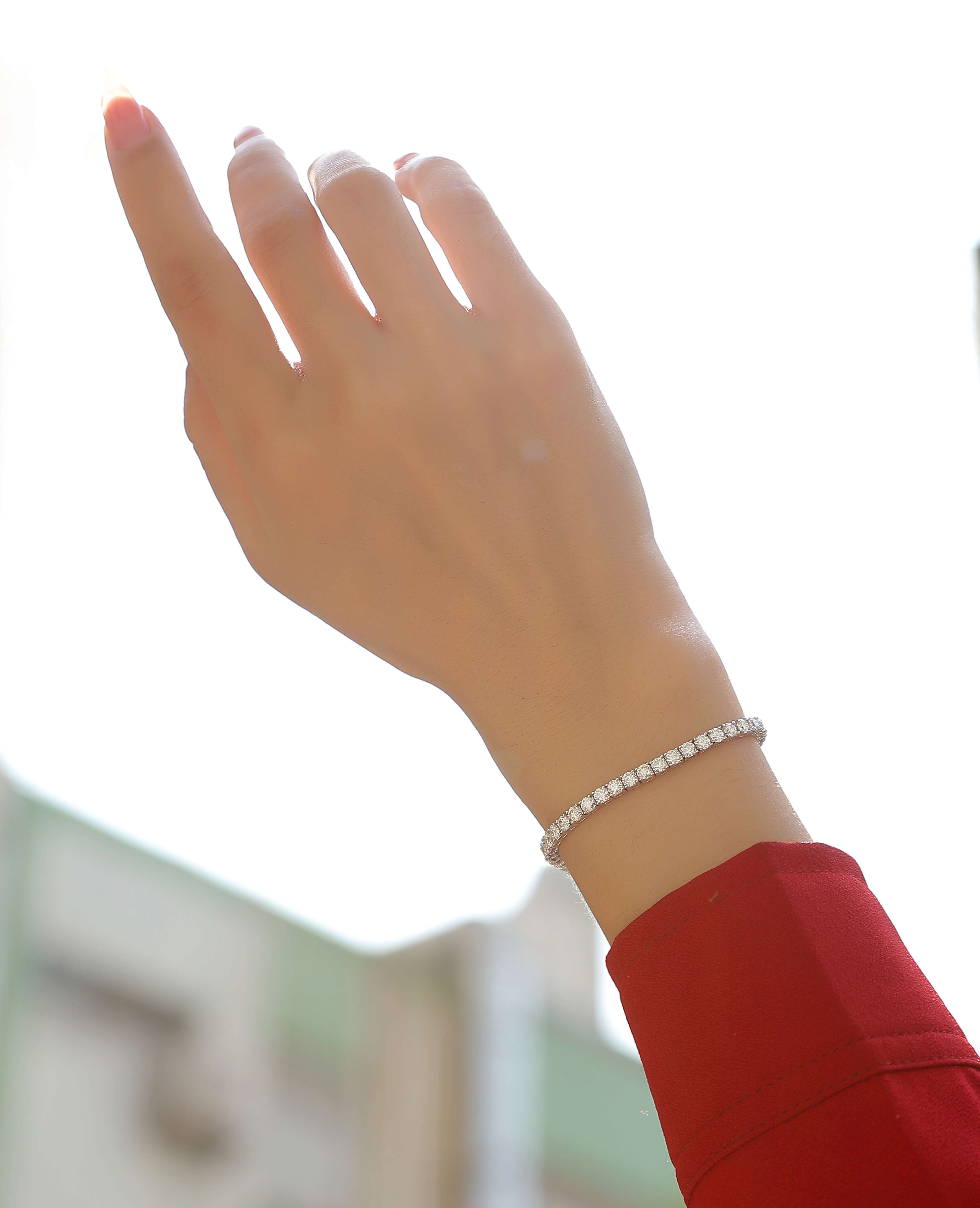 12462 Fine Fashion 925 Sterling Silver and 18K Gold Plated Moissanite Tennis Bracelet for Men Women Hiphop Rock Style