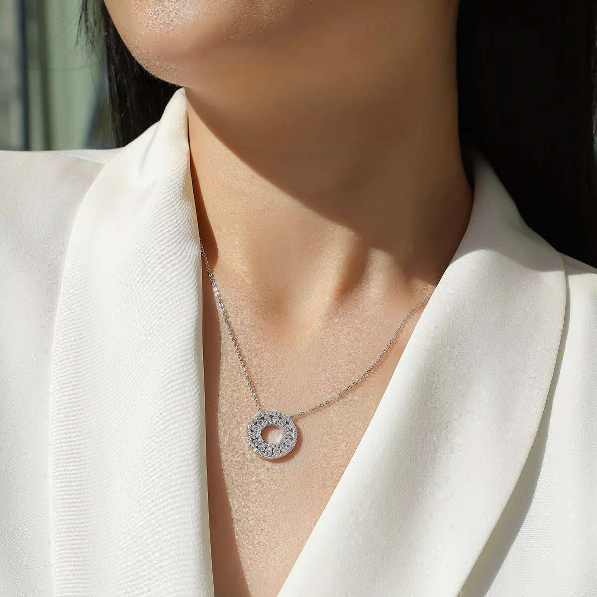 S925 Silver Moissanite Pendant Necklace Fashion Short Accessories Source for Wholesale Gift in Stock