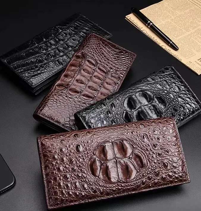 2024 Fashion Business Men's Alligator Wallets Crocodile Genuine Leather Long Organizer Wallet Boy Brand Card Holder Purse