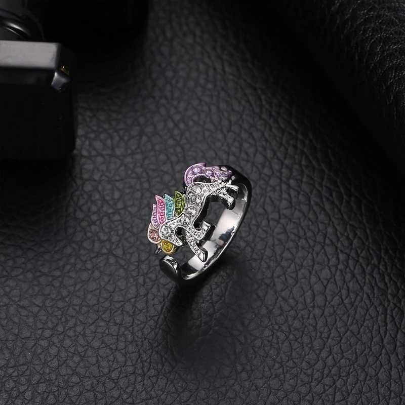 Cute unicorn ring fashion cartoon horse jewelry set suitable for girls children women party animal jewelryXJ250412