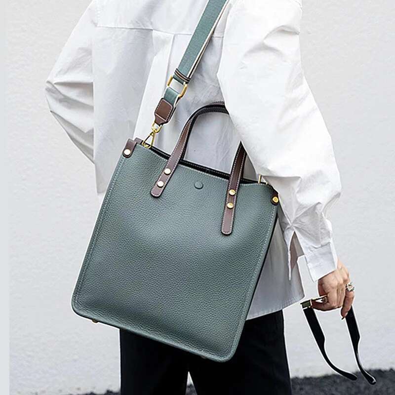 Hifashion 3 Layers Genuine Leather Vertical Tote Handbags For Women 2025 Trend Designer Big Work Ladies Shoulder Crossbody Bags