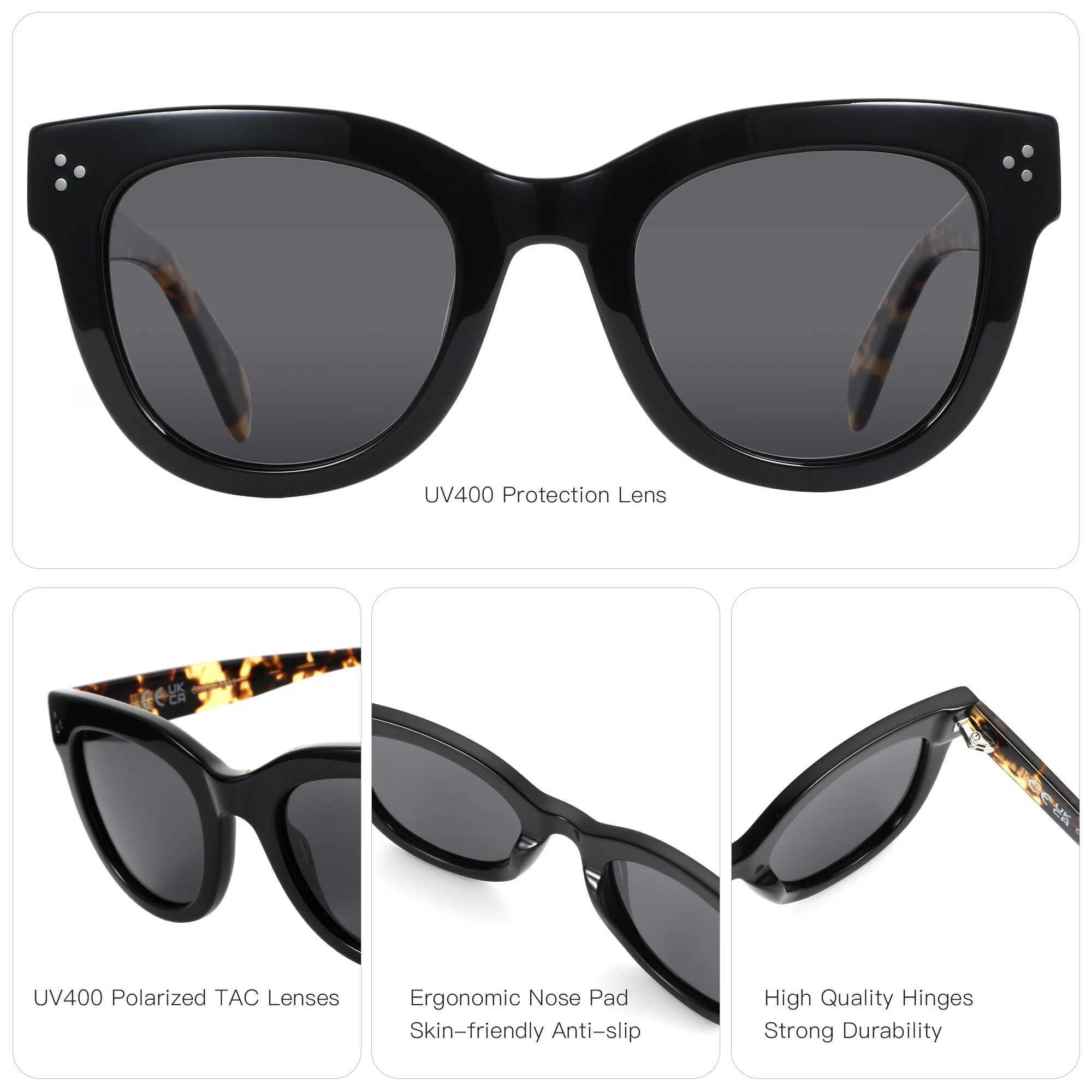 ZENOTTIC Fashion Handmade Acetate Butterfly Polarized Sunglasses UV400 Protection Square Sun Glasses for Women Gift VacationC250411