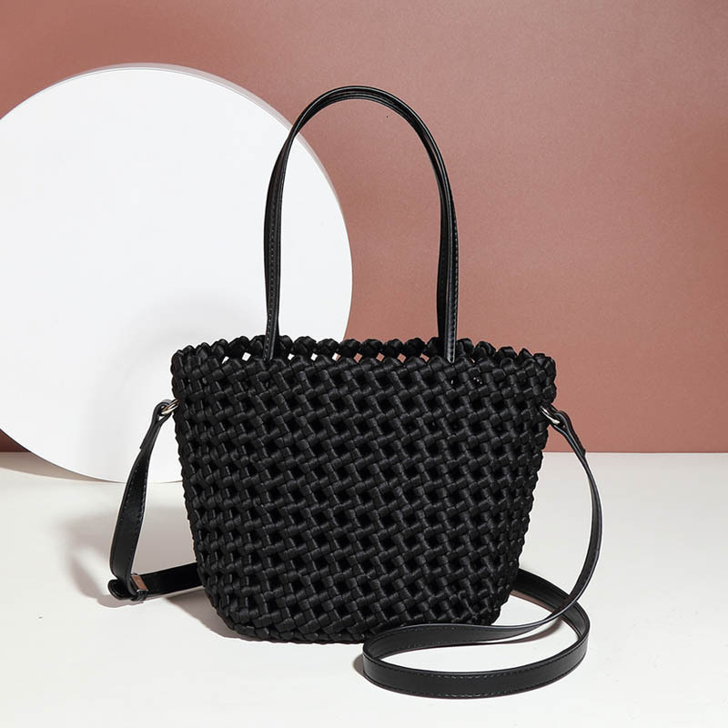 Summer New Woven Basket Fashion Elegant Handbag Trend Texture Design Every Single Shoulder Crossbody Bag Women
