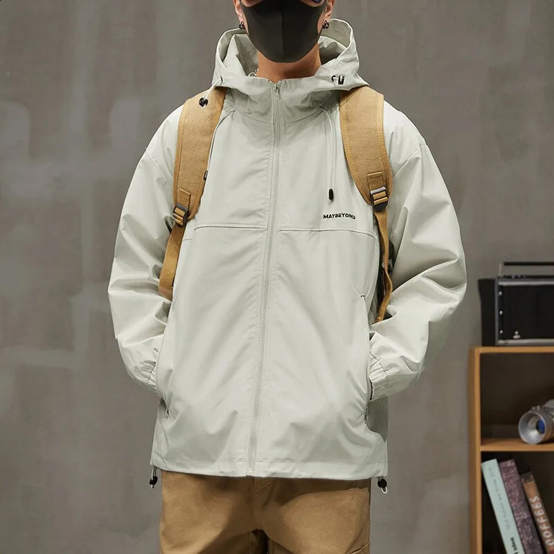 mens casual jacket for autumn and winter thick wool lining slim fit hooded jacket windproof outdoor sports 250411