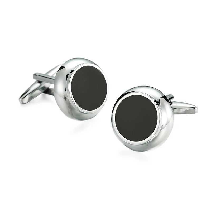 Classic mens shirt cufflinks copper metal round black enamel cuffs button set accessories wedding jewelry giftsT250412