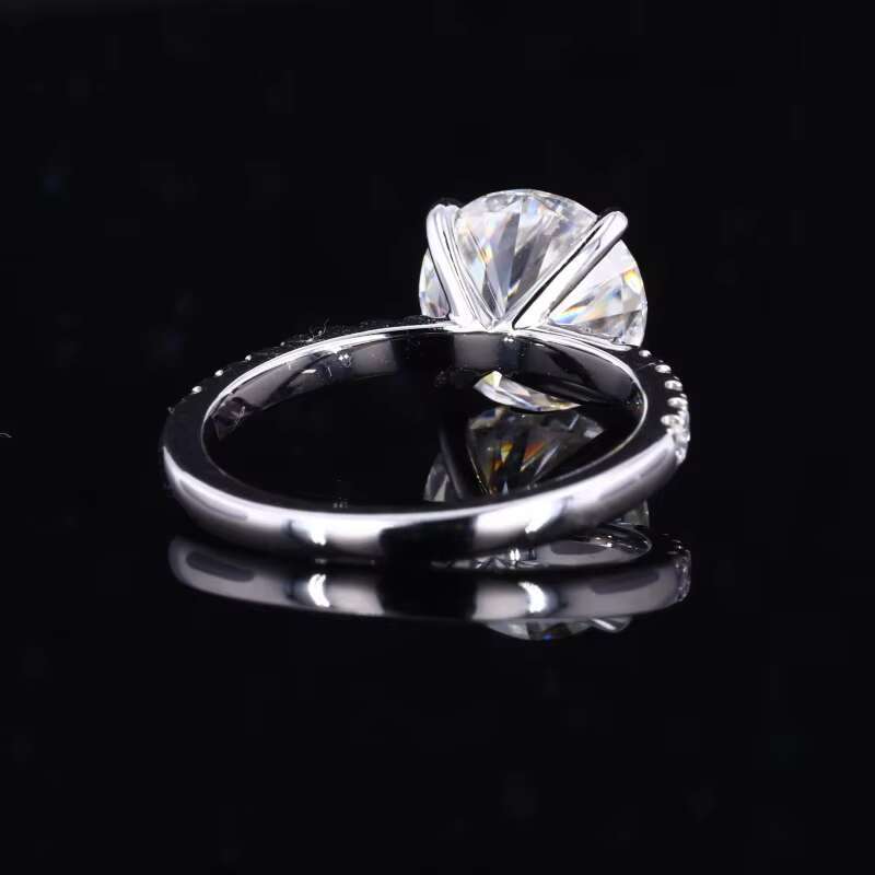 Starsgem White Gold 14k Gold 9.0mm 3cts Round H A Cut White Moissanite Ring for Engagement