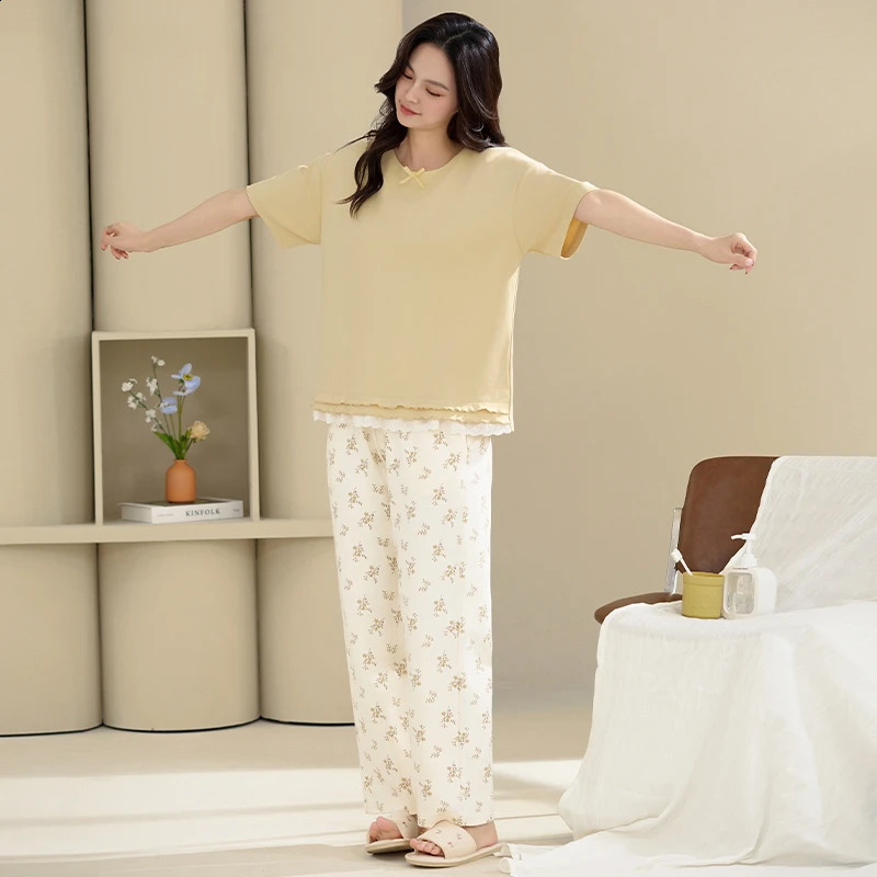 Pajamas for Women 100% Cotton Sleepwear Summer Spring Shorts Pyjamas Fashion Home Clothing HQ Anti-bacterial Pijamas Women 250411