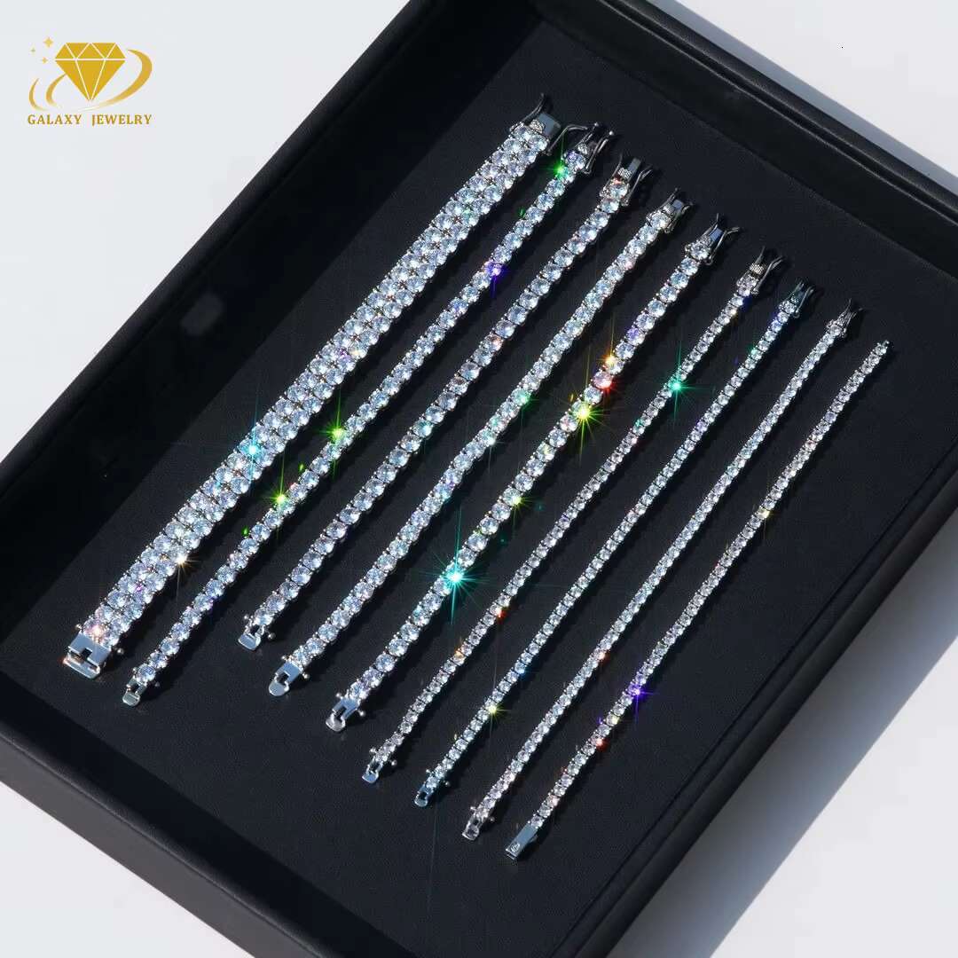 Wholesale Gold Plated Jewelry Pass Diamond Tester Silver 925 Tennis Chain 2mm-6.5mm Moissanite Tennis Necklace Bracelet Men