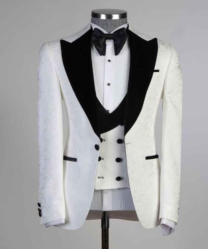 Wedding Mens Tuxedos Floral Pattern Party Birthday Groom Wear Customized Cosplay Outfits 3 Pieces