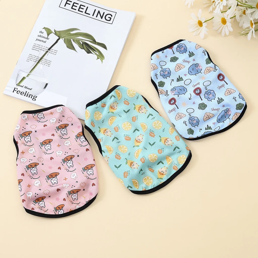 Cartoon Cute Pet Dog Costume Print Dog Sweatshirt Breathable Chihuahua Teddy Tank Top XS-2XL 250407